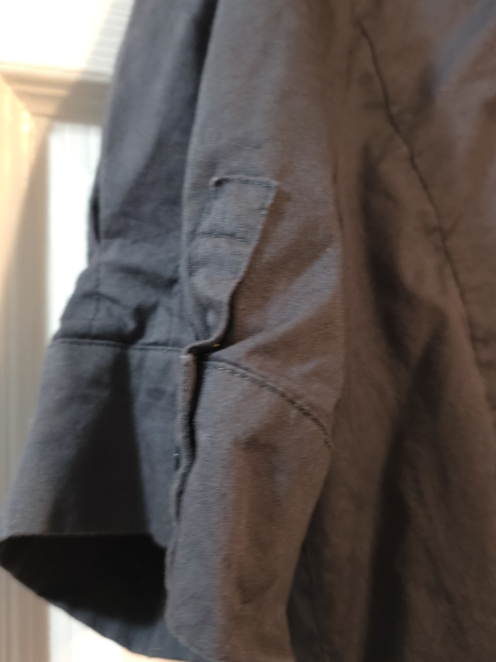 4/$67 Deal! Fred David Short-Sleeve Button Grey Blouse - Picture 7 of 11